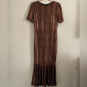 SHEIN Bronze Maxi Peplum Dress Sz L